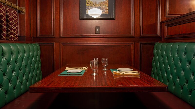 Booth seating in dining room